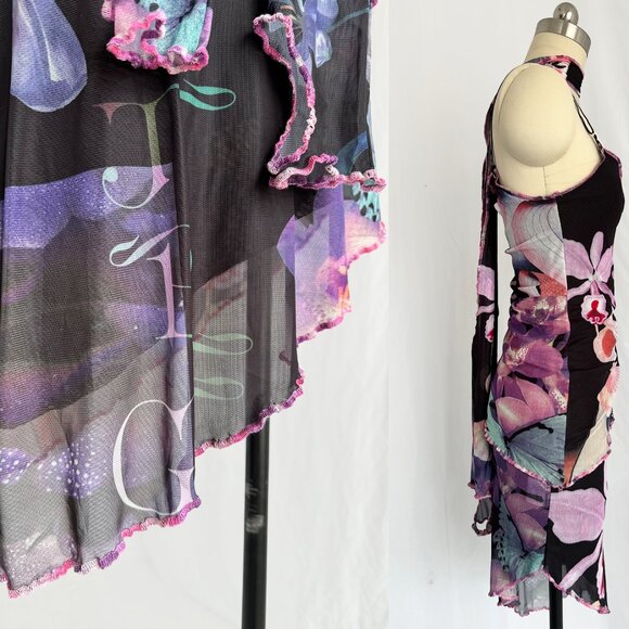 Jean Paul Gaultier fuzzi no tage 3 pieces mesh dress set spaghetti slip dress - Picture 12 of 12